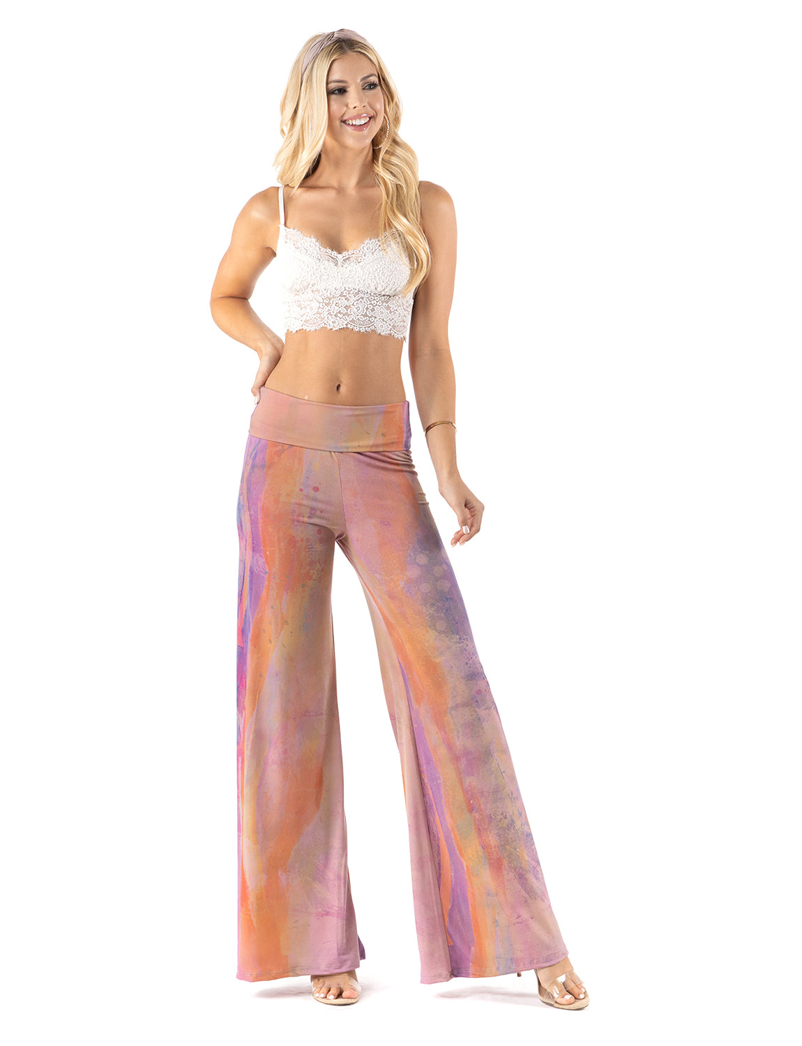 Pink Watercolor Pants Regular & Plus Palazzo Pants