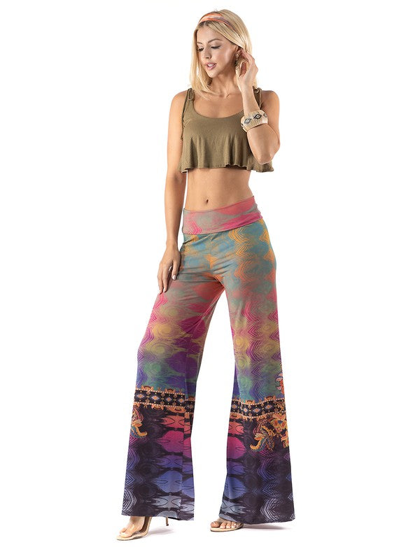 Multicolored Abstract High Waist Palazzo Pants
