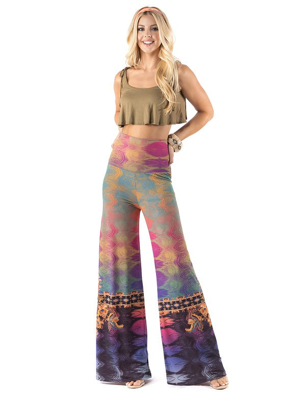 Multicolored Abstract High Waist Palazzo Pants