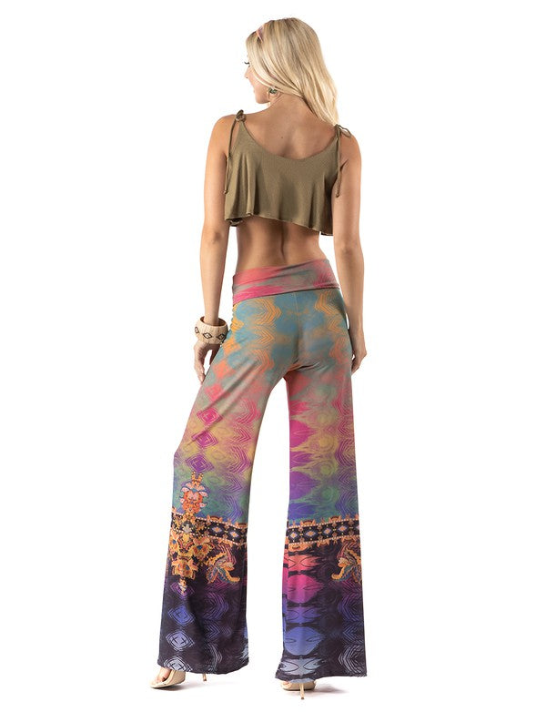 Multicolored Abstract High Waist Palazzo Pants