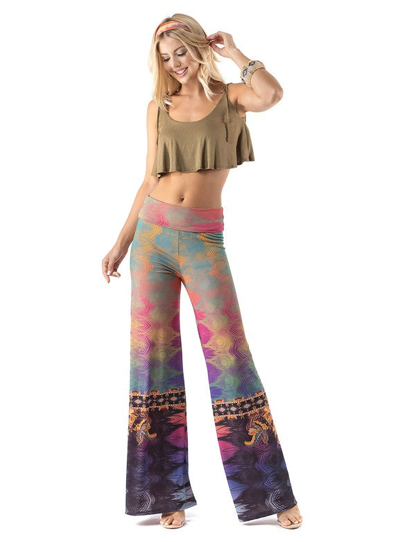 Multicolored Abstract High Waist Palazzo Pants