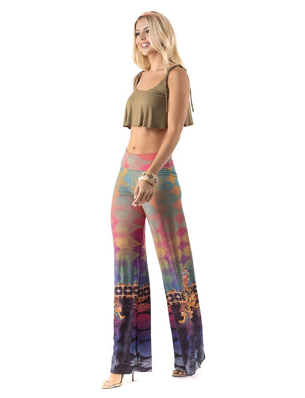 Multicolored Abstract High Waist Palazzo Pants