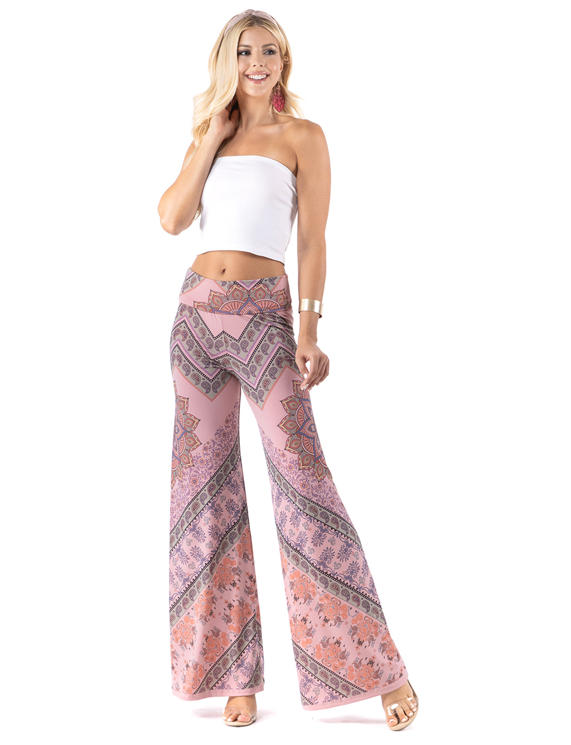 Multi Color Pink Mandela Paisley Palazzo Pants