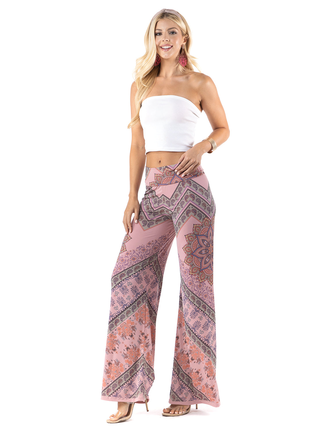 Multi Color Pink Mandela Paisley Palazzo Pants