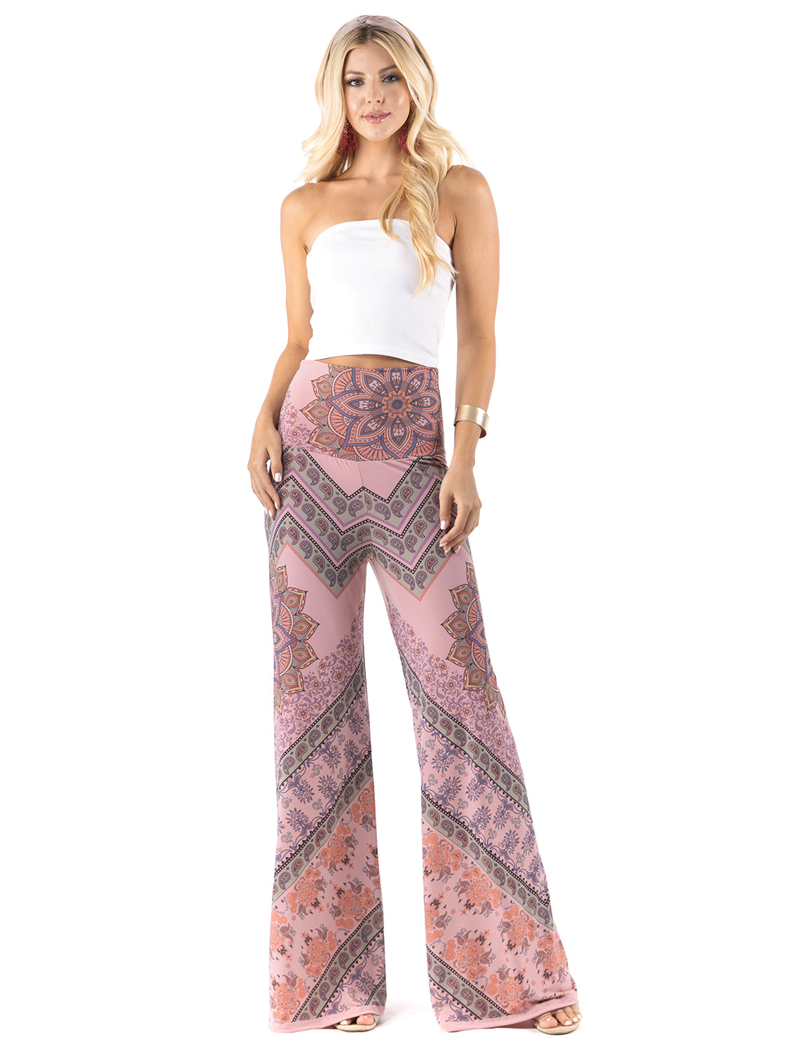 Multi Color Pink Mandela Paisley Palazzo Pants