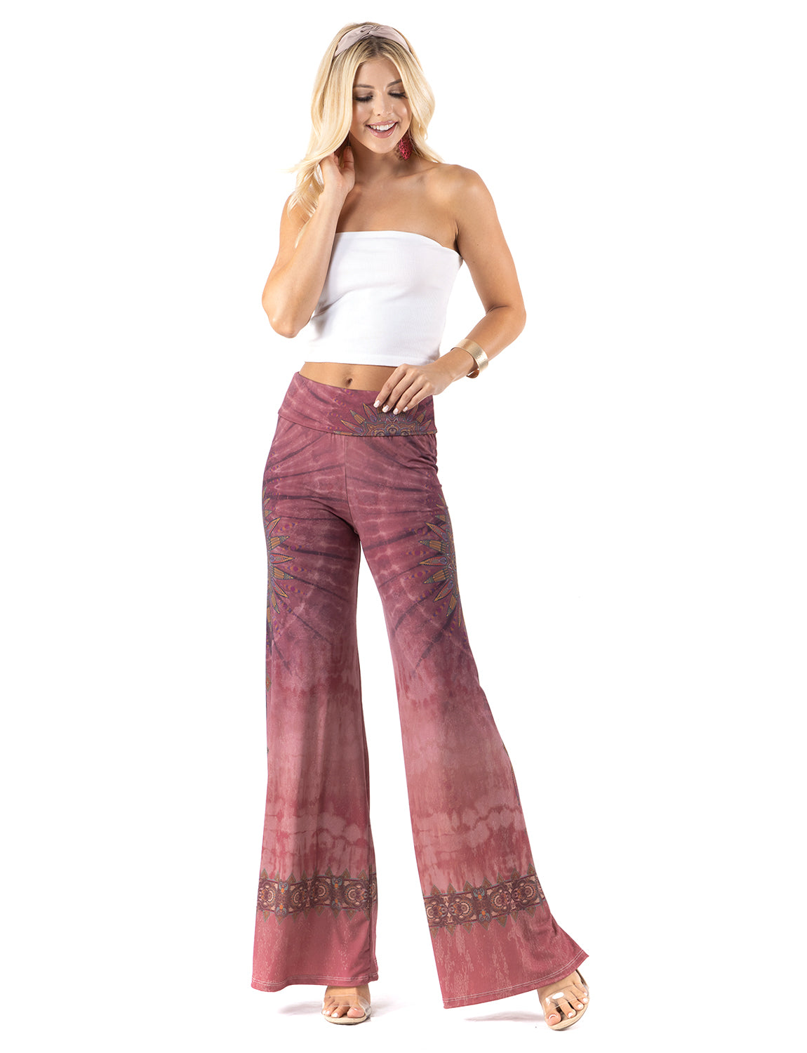 Deep lavender Tie Dye High Waist Palazzo Pants