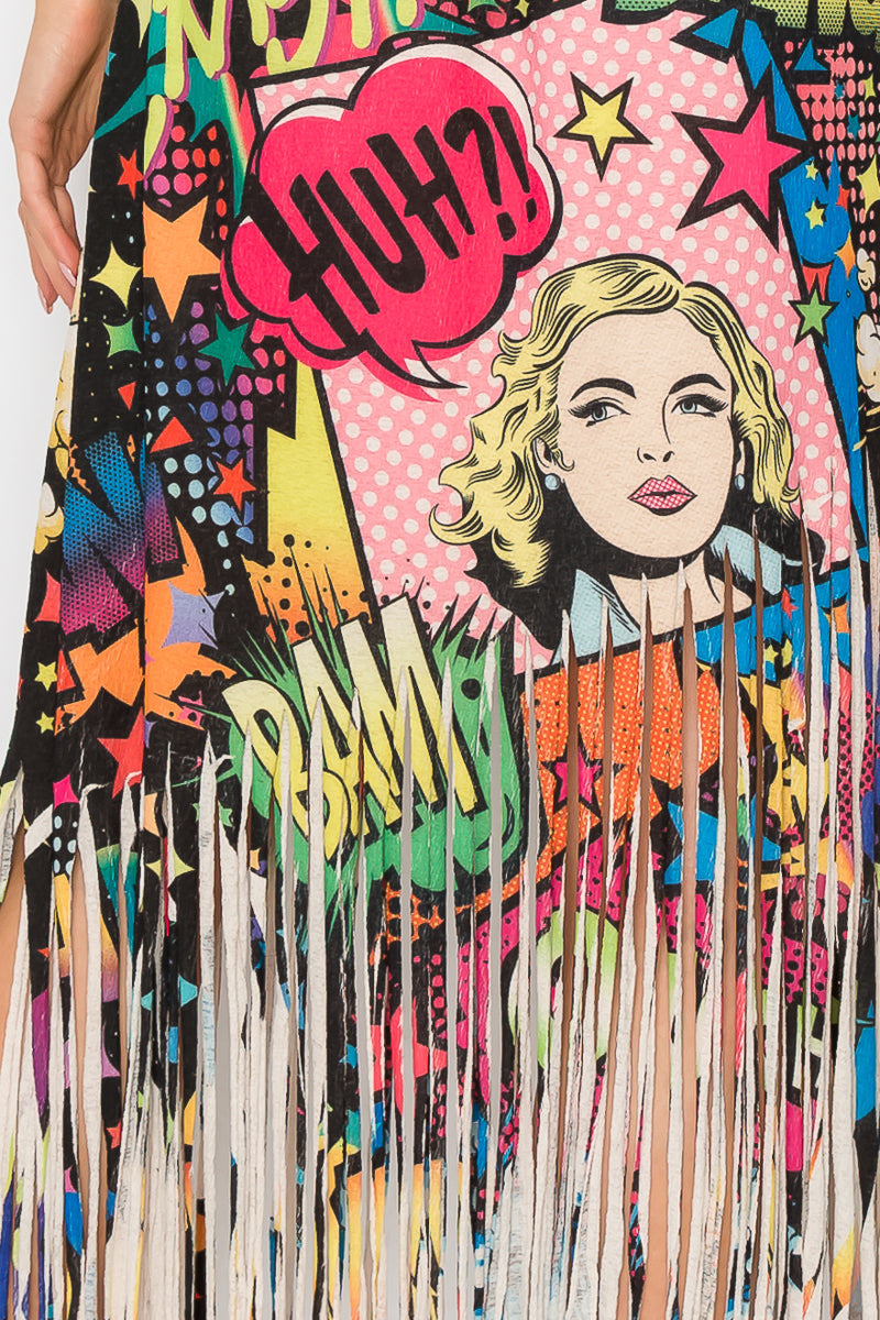 Women Fringe Skirt Comic Printed