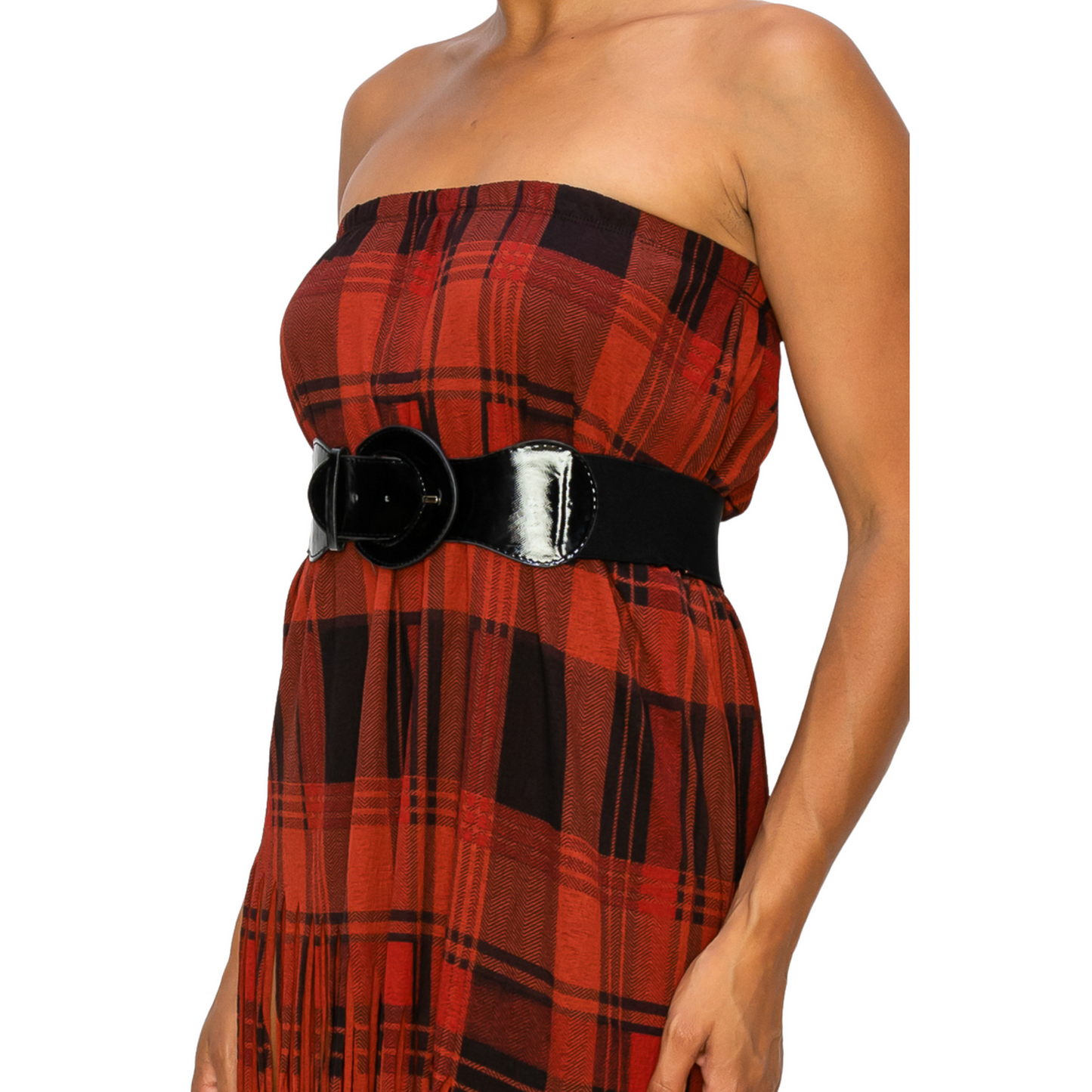 Sublimation Rust Plaid Printed Women Fringe Skirt