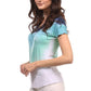 Women's Tie Dye Short Sleeve Tops -  Mint Tie Dye V-neck Top