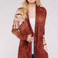Rusty Beige A-line Long Sleeve Knit Spiral Tie Dye/Ruffled Hem Lining
