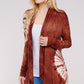 Rusty Beige A-line Long Sleeve Knit Spiral Tie Dye/Ruffled Hem Lining