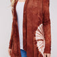 Rusty Beige A-line Long Sleeve Knit Spiral Tie Dye/Ruffled Hem Lining