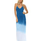 Maxi Dress for Women - Blue Ombre Dip-Dye Halter