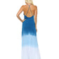Maxi Dress for Women - Blue Ombre Dip-Dye Halter