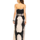 Black & Beige Two Tone Discharged Tie Dye Strapless Maxi Dress for Women