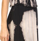Black & Beige Two Tone Discharged Tie Dye Strapless Maxi Dress for Women