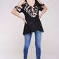 Women Plus Size - Two Tone Bamboo Tie Dye Cold Shoulder Tunic Top