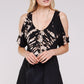 Women Plus Size - Two Tone Bamboo Tie Dye Cold Shoulder Tunic Top