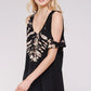 Women Plus Size - Two Tone Bamboo Tie Dye Cold Shoulder Tunic Top