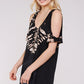 Women Plus Size - Two Tone Bamboo Tie Dye Cold Shoulder Tunic Top