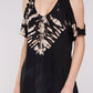 Women Plus Size - Two Tone Bamboo Tie Dye Cold Shoulder Tunic Top