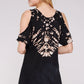 Women Plus Size - Two Tone Bamboo Tie Dye Cold Shoulder Tunic Top