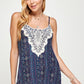 Women's Top - Navy Blue Floral Crochet Camisole