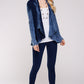 Navy Maho Two Tone Mineral Tie Dye Long Sleeve A-Line Thermal Cardigan