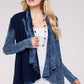 Navy Maho Two Tone Mineral Tie Dye Long Sleeve A-Line Thermal Cardigan
