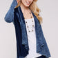 Navy Maho Two Tone Mineral Tie Dye Long Sleeve A-Line Thermal Cardigan
