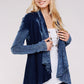 Navy Maho Two Tone Mineral Tie Dye Long Sleeve A-Line Thermal Cardigan