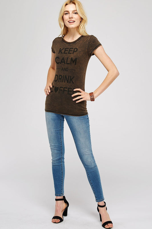 Rusty Brown Mineral Washed Short Sleeve Crew Neck