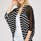 Light And Breezy Black and White Stripe Hi/Low Ballon Wrap Cardigan With Dalgon Sleeve