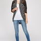Light And Breezy Black and White Stripe Hi/Low Ballon Wrap Cardigan With Dalgon Sleeve