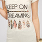 Women Plus Size Graphic Tee - Beige Cotton V neck Short Sleeve