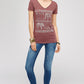 V-Neck Burnout Washed Elephant Arrow With Graphic Pee