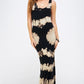 Black & Mocha Two Tone Tie Dye U-neck Racer Back Maxi Dress for Women
