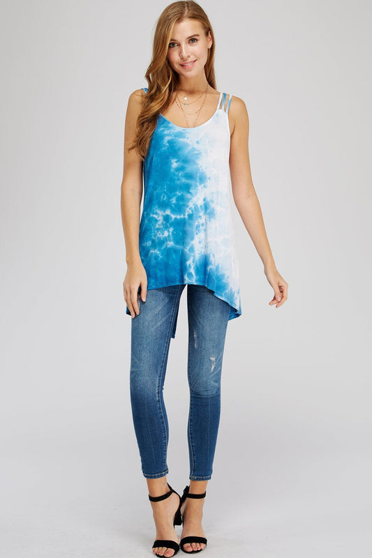 Sky Blue Cloud Women's  Tie Dye Tank Top
