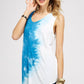 Blue & White Splash Tie-Dye Muscle Tank Tops
