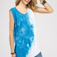 Blue & White Splash Tie-Dye Muscle Tank Tops