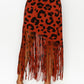 Women Fringe Skirt - Sublimation Rust Leopard Printed