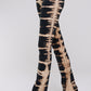 Fold Over Tie Dye Print Yoga Pants -  Black and Mocha Skeletal Tie Dye