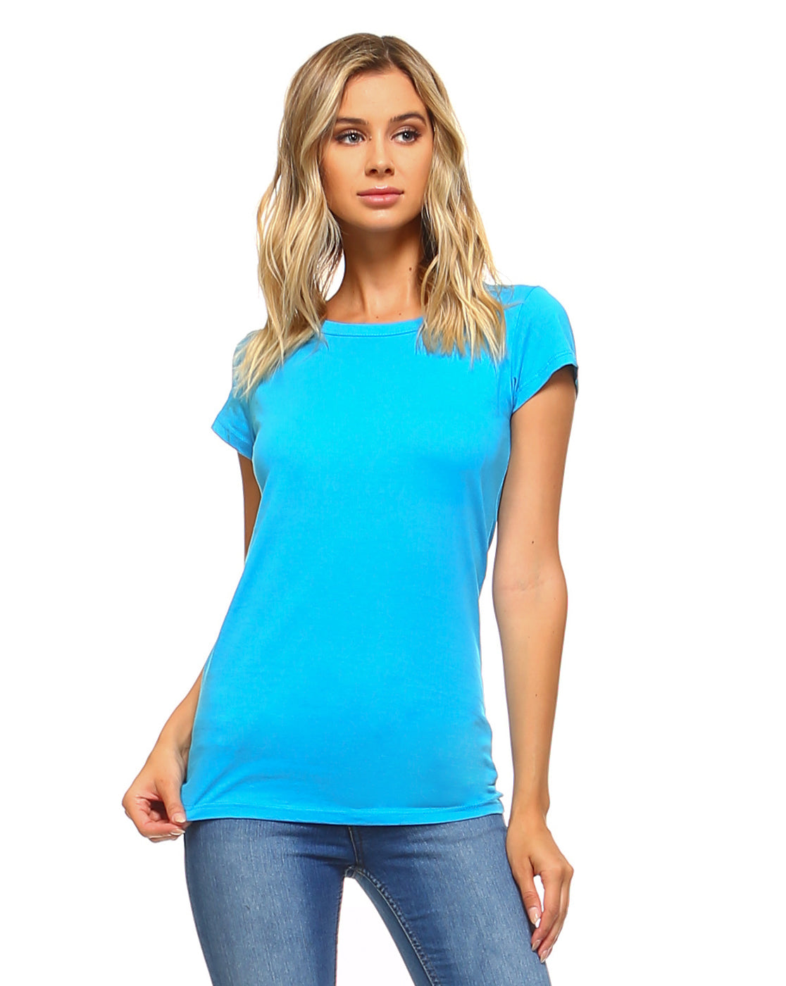 Women's Basic T Shirts - Short Sleeve Crewneck Classic Stretch Slim Fit Top