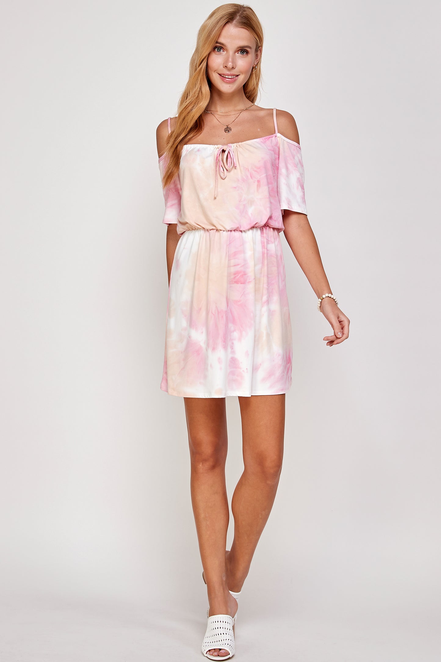 Tie dye Cold Shoulder Midi Summer Dress