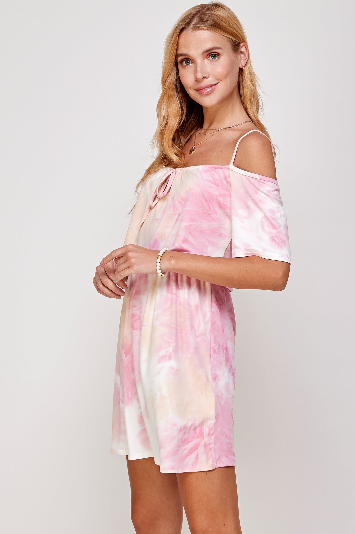 Tie dye Cold Shoulder Midi Summer Dress