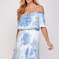 Tie dye Cold Shoulder Midi Summer Dress
