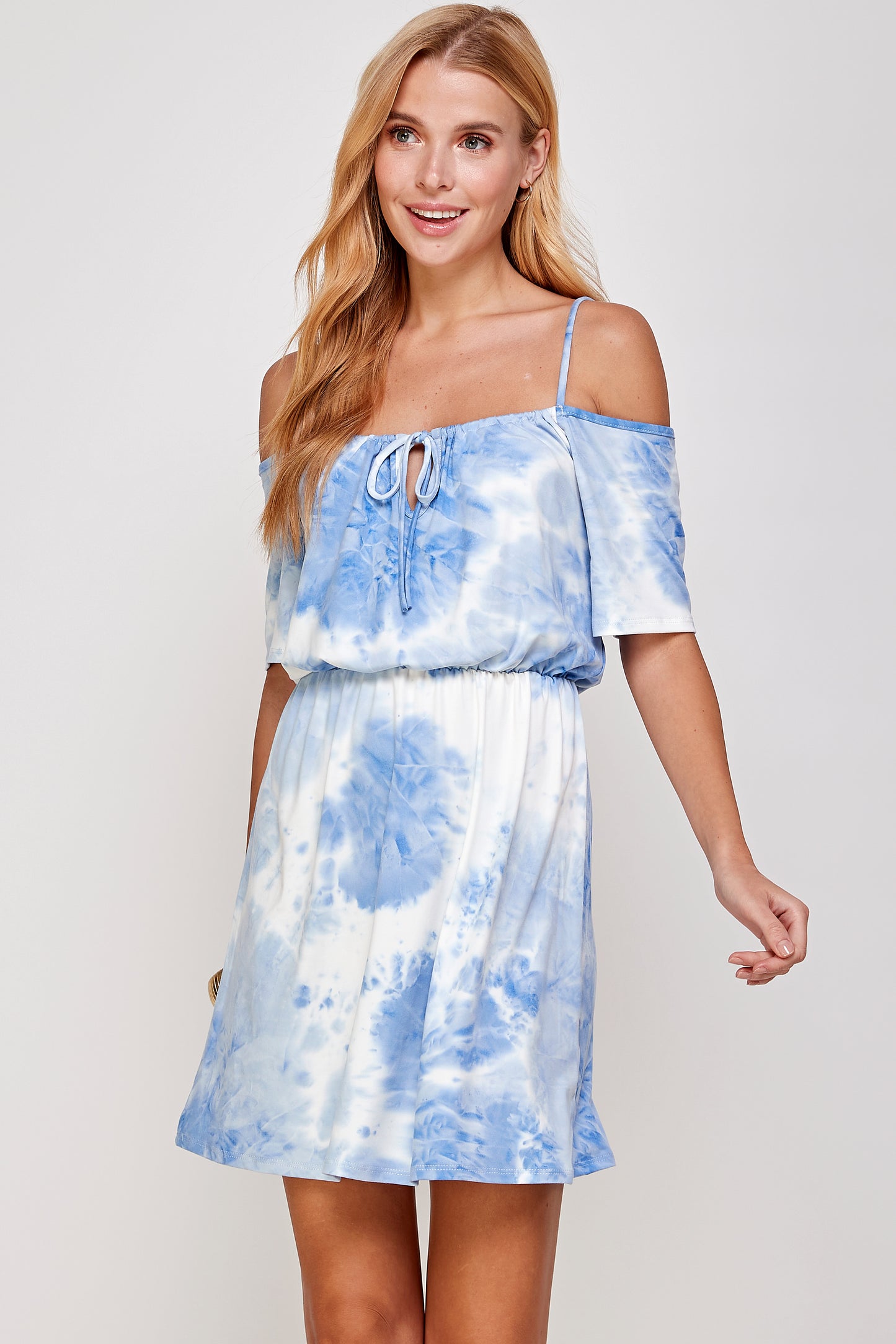 Tie dye Cold Shoulder Midi Summer Dress