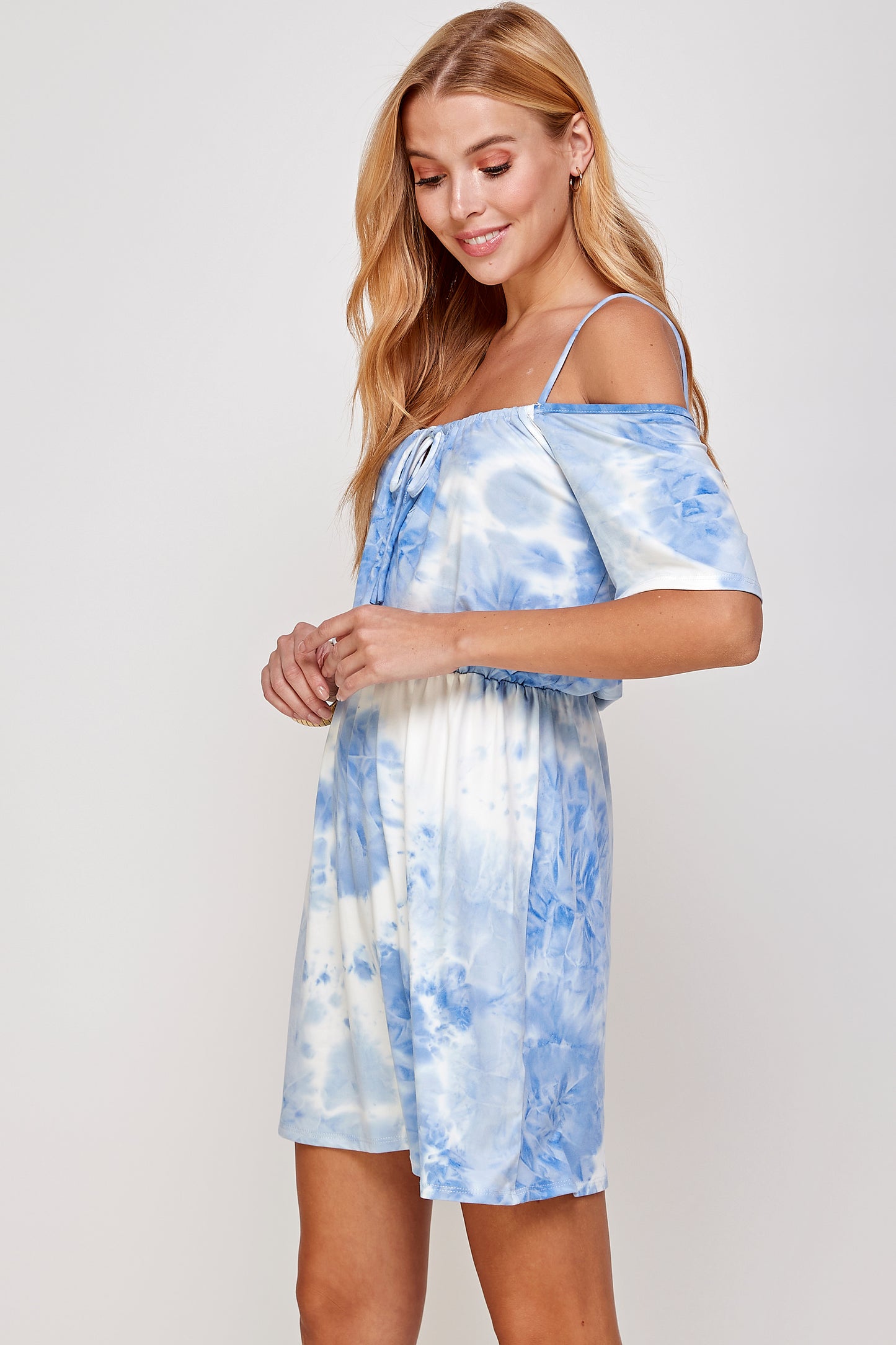 Tie dye Cold Shoulder Midi Summer Dress
