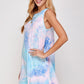 Tie dye Mock Neck A line Shift Midi Tank Dress