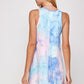 Tie dye Mock Neck A line Shift Midi Tank Dress
